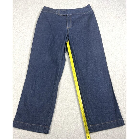 Riveted by Lee Pant Womens Large Indigo Flat Front Relaxed Fit Crop Trousers - Picture 5 of 9